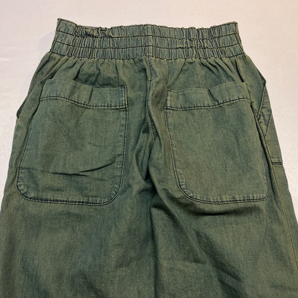 Free People We The Free Pull On Wide-Leg Pants Size S Moss Green Boho Chic - Picture 4 of 10